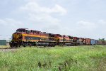 A southbound KCS train accelerates towards Laredo 
